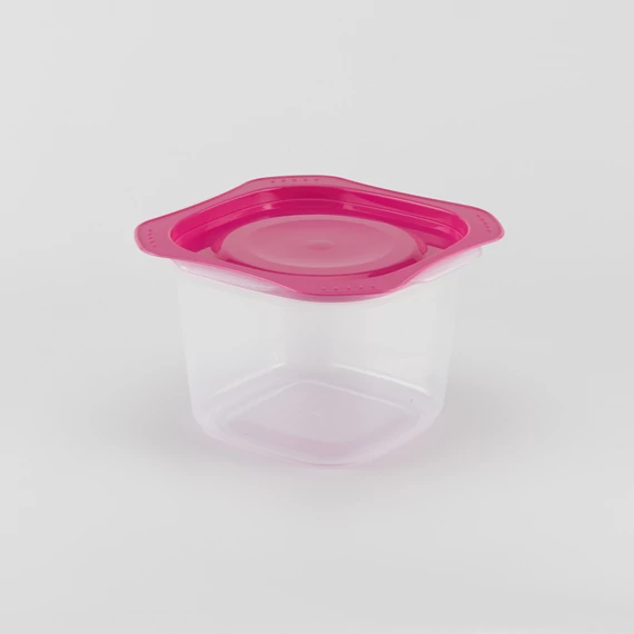 Frissentartó edény - magas - 900 ml - pink tetővel